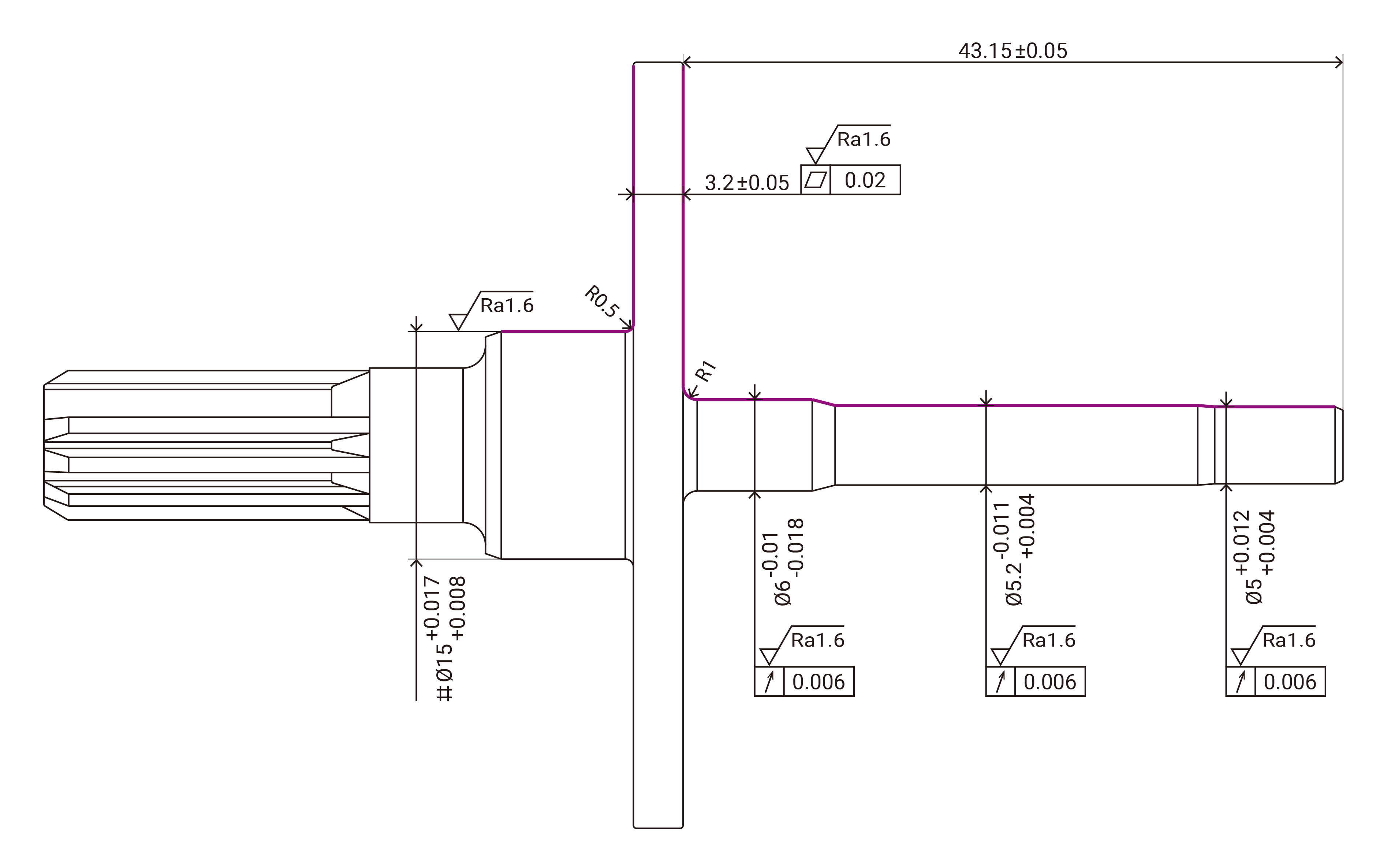 Output Shaft Machining Blueprint